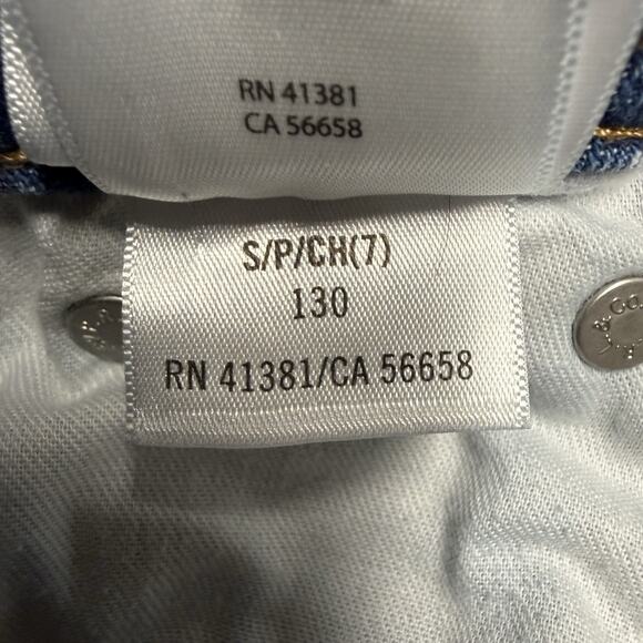 Polo Ralph Lauren Jean Shorts Girls Small 7 Blue Logo Panels Adjustable Cotton - Picture 5 of 6